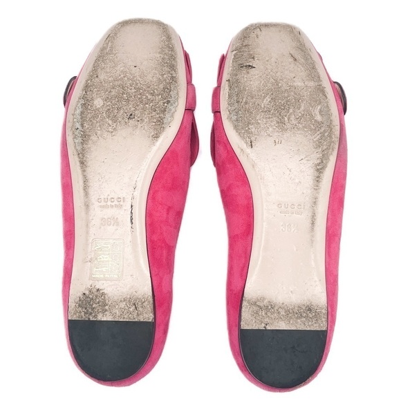 Gucci Kid Scamosciato GG Marmont Suede Fringe Flats Hot Pink 36.5 - Picture 6 of 9